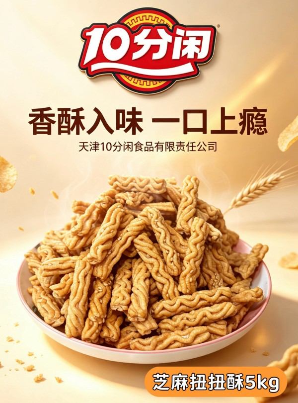 10分闲芝麻扭扭酥5kg膨化食品零食 10分闲芝麻扭扭酥5kg膨化食品零食