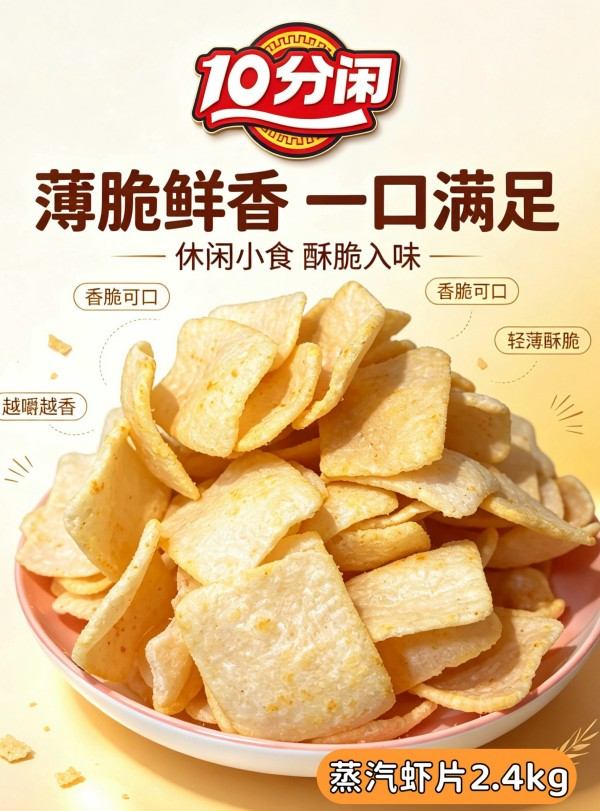 10分闲蒸汽虾片5kg膨化食品零食 10分闲蒸汽虾片5kg膨化食品零食